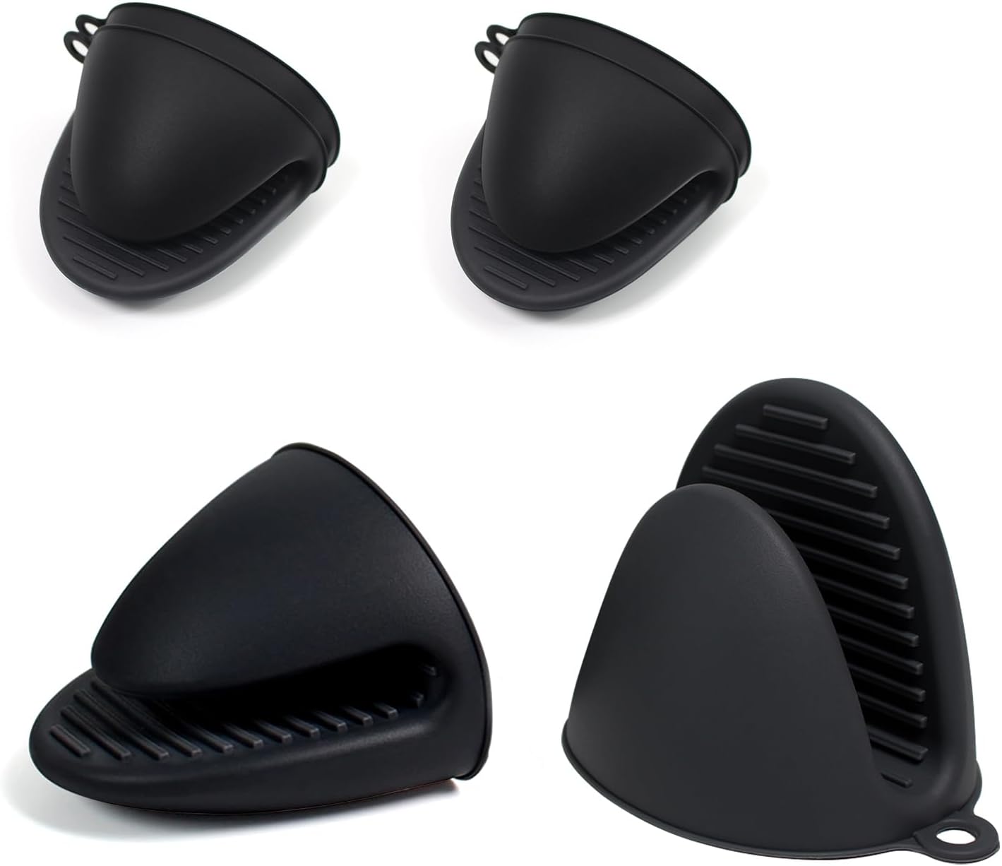 6 Pack Heat Resistant Mini Oven Mitts Set - Black