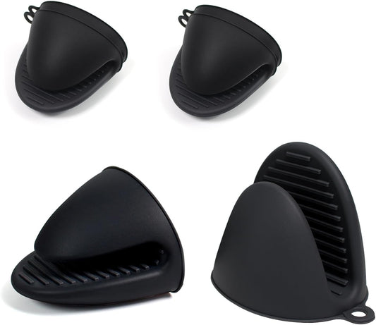 6 Pack Heat Resistant Mini Oven Mitts Set - Black