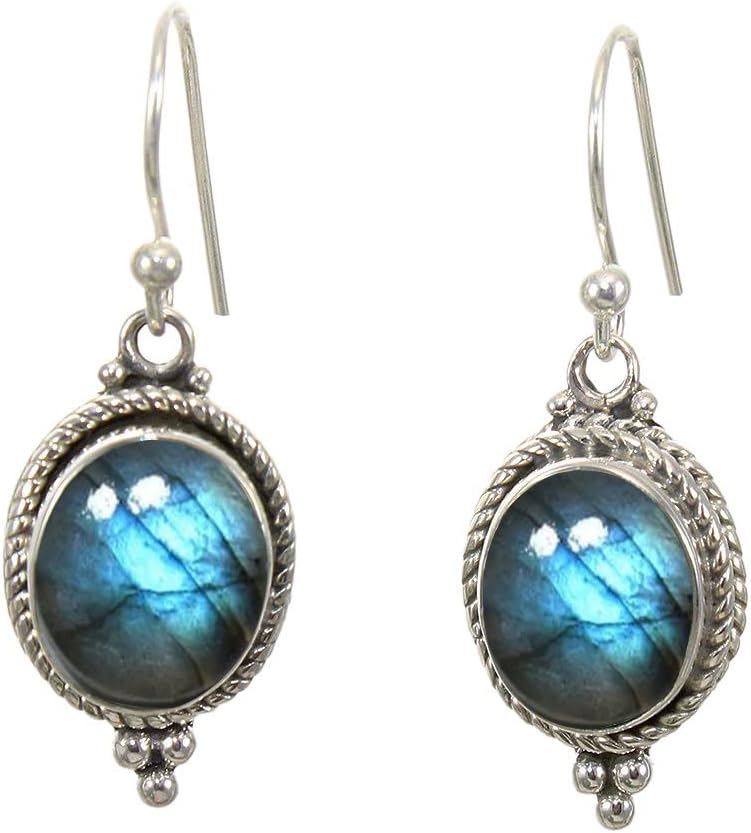 925 Sterling Silver Dangle Drop Earrings with Blue Gemstone
