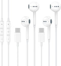 USB C Headphones for iPhone 16 15 - 2 Pack Wired Earbuds with Mic