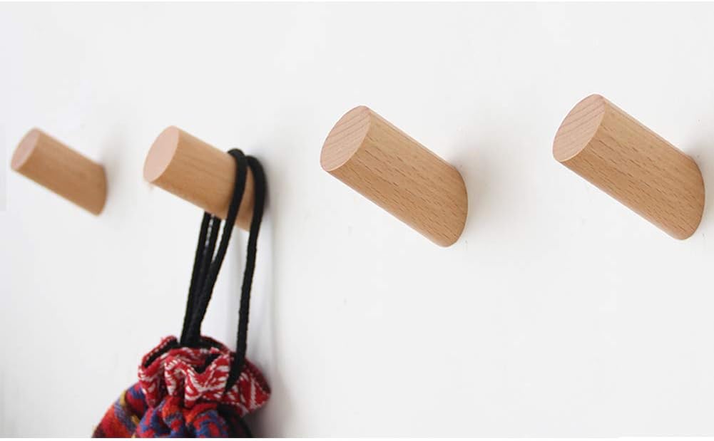 Felidio Rustic Wood Wall Hooks - Heavy Duty 4 Pack