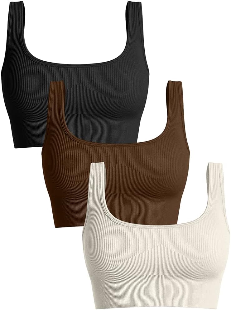 OQQ Women's 3 Piece Medium Support Tank Top for Active Lifestyle