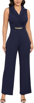 Women's Sexy Cocktail Jumpsuit - Elegant High Waist Deep V Romper
