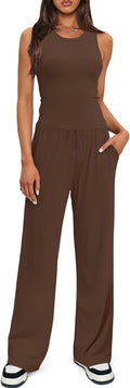 Women's 2 Piece Lounge Set Sleeveless Tank with Wide Leg Pants