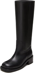 Women's Knee High Wide Calf Block Heel Riding Boots - Comfortable Fit