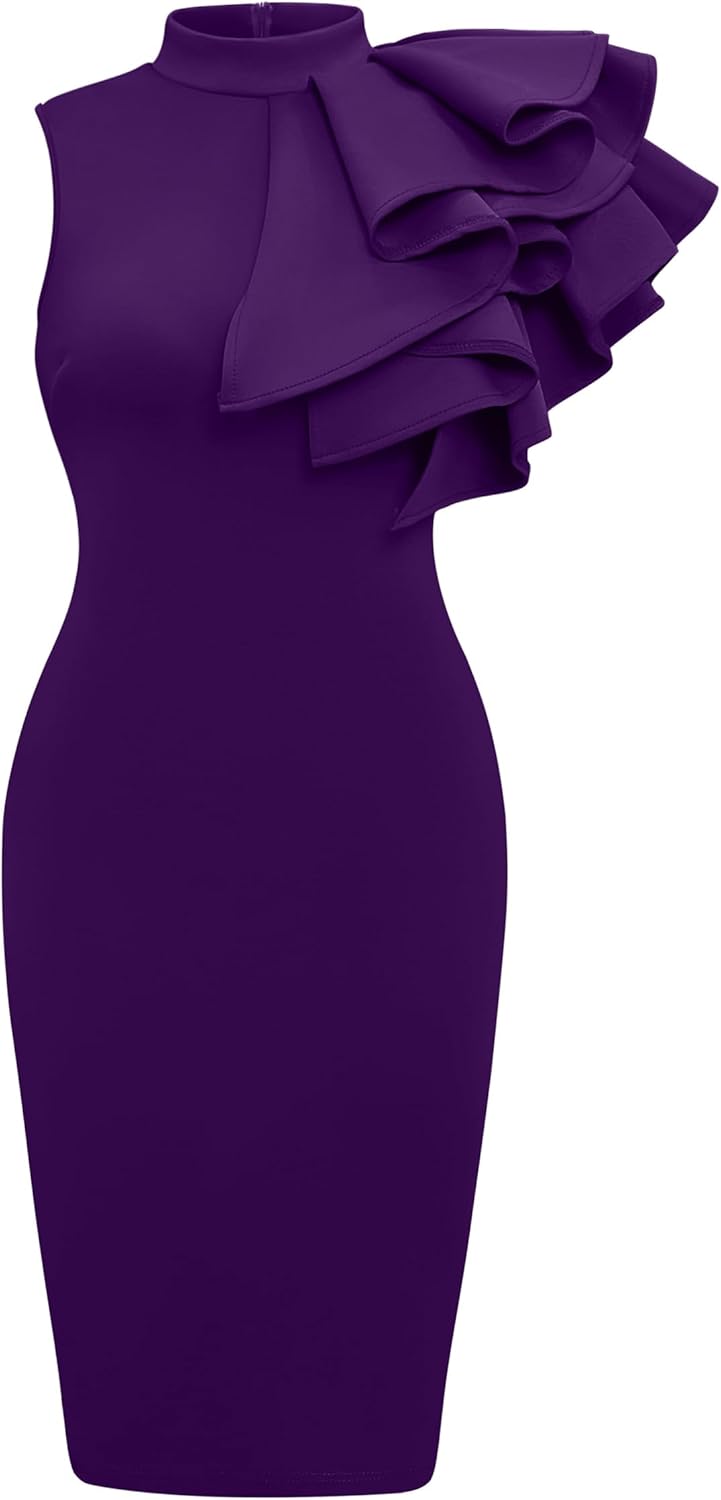 Memoriesea Women's Ruffle Sleeveless Bodycon Midi Dress Review