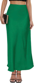 Women's Leopard Print Satin Maxi Skirt High Waisted (Style 1GWH)