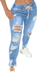 High Waist Skinny Stretch Ripped Jeans Plus Size - Slim Fit Comfort