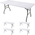Fitted Tablecloth for 8 Foot Rectangle Tables - Stretch 4-Pack White