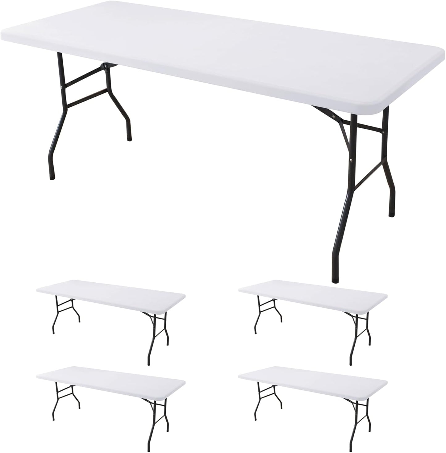 Fitted Tablecloth for 8 Foot Rectangle Tables - 4 Pack White