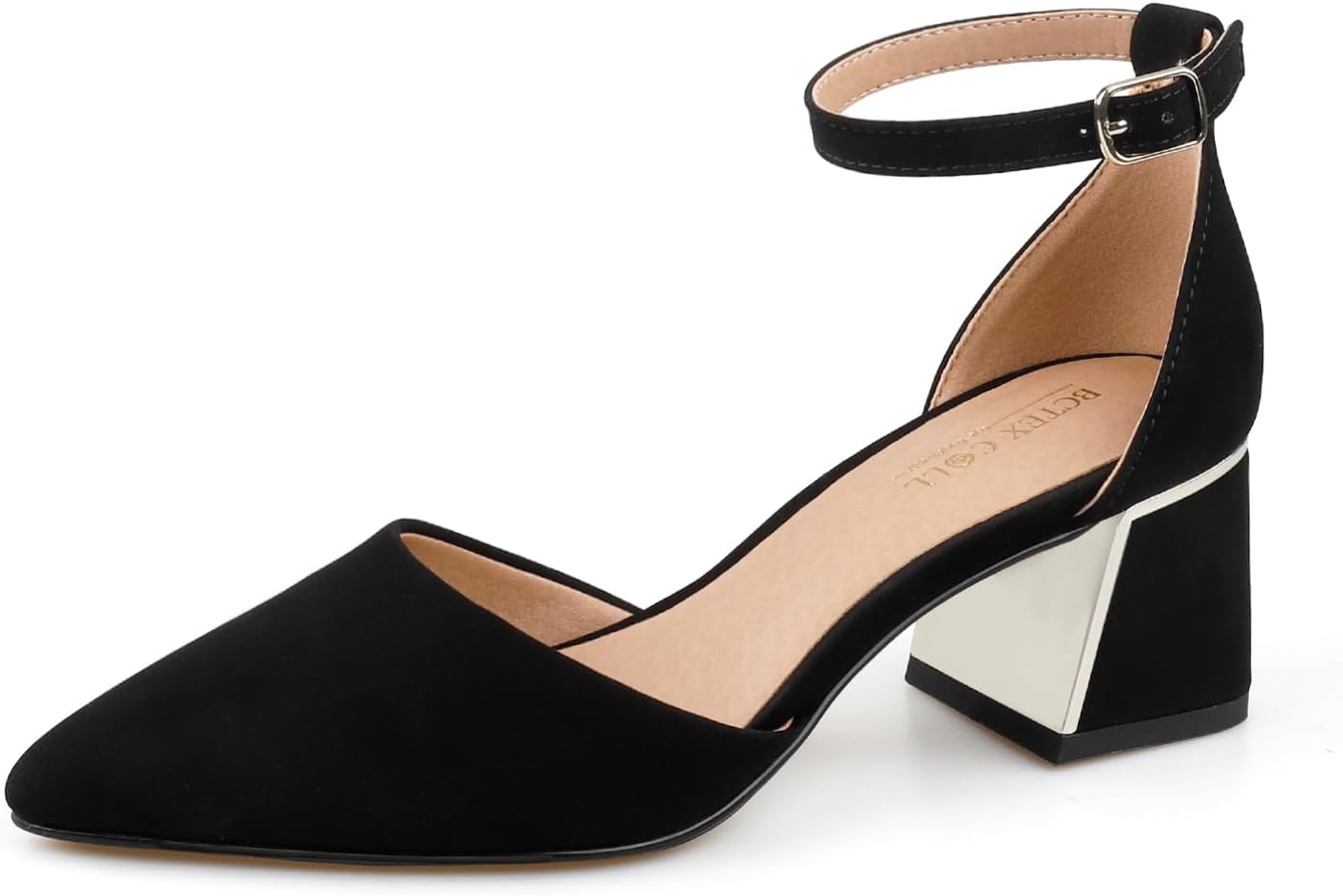 Stylish Womens Pointed Toe Pumps with Ankle Strap Design