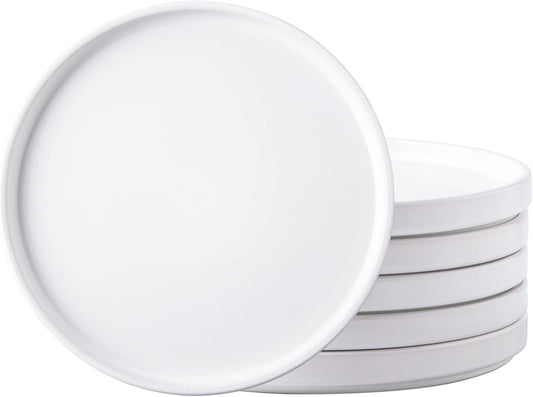 AmorArc Ceramic Dinner Plates Set of 6, 10 Inch Matte White
