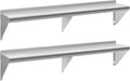 Stainless Steel Shelf 12 in x 72 in 2-Pack - Heavy Duty Wall Shelving