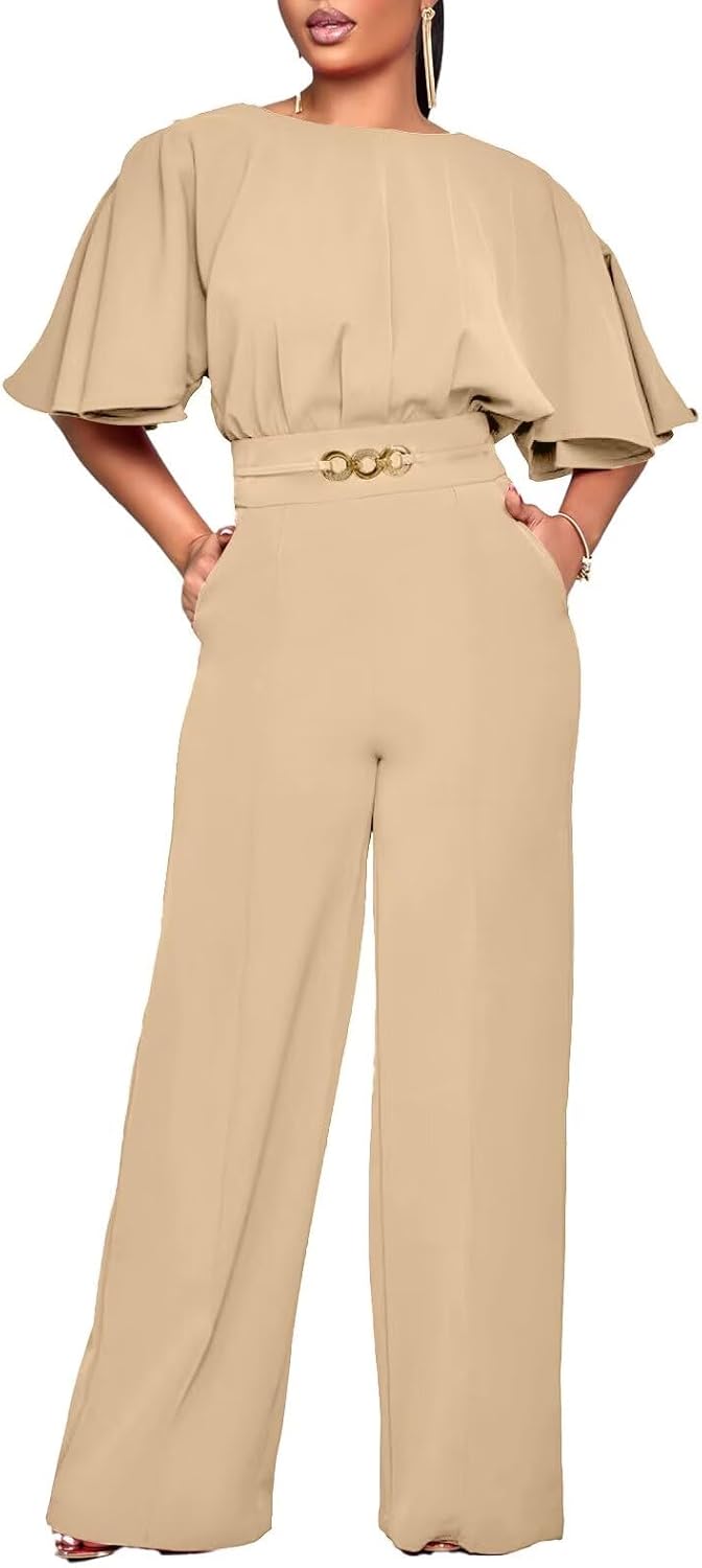 Elegant Plus Size Wide Leg Jumpsuit for Women Party Outfit