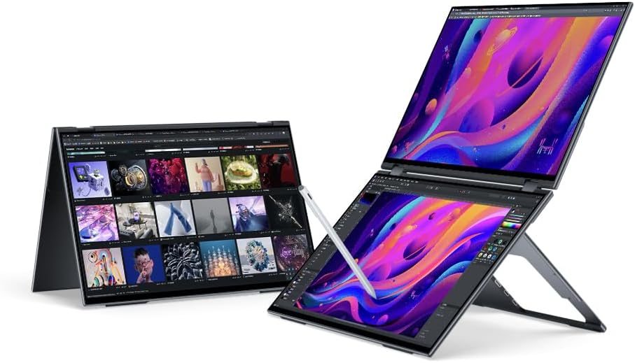 Dual View Portable Monitor with Touch Screen for Laptops and Phones