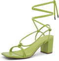 Shoe Land Womens SL-Sweets Lace Up Chunky Heeled Sandals - Stable 3in