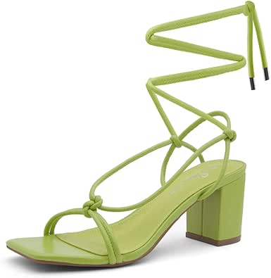 Shoe Land Womens SL-Sweets Lace Up Chunky Heeled Sandals