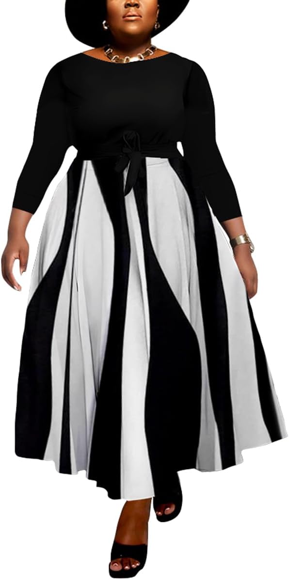 BFFBABY Women's Plus Size Maxi Dress with Elegant Floral Print