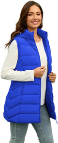 Long Puffer Vest for Women with Hood S-3XL - Lightweight Packable
