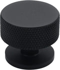 Matte Black Cabinet Knobs 15 Pack - Knurled Round 1.2 in