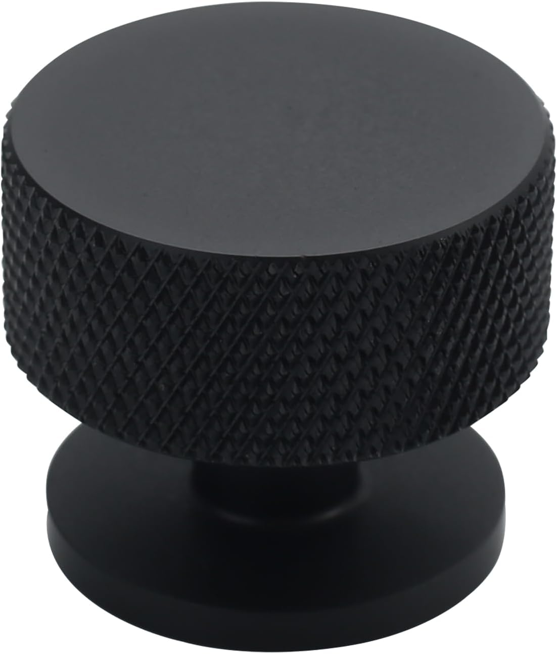 Matte Black Cabinet Knobs - 15 Pack Knurled Round Kitchen Hardware