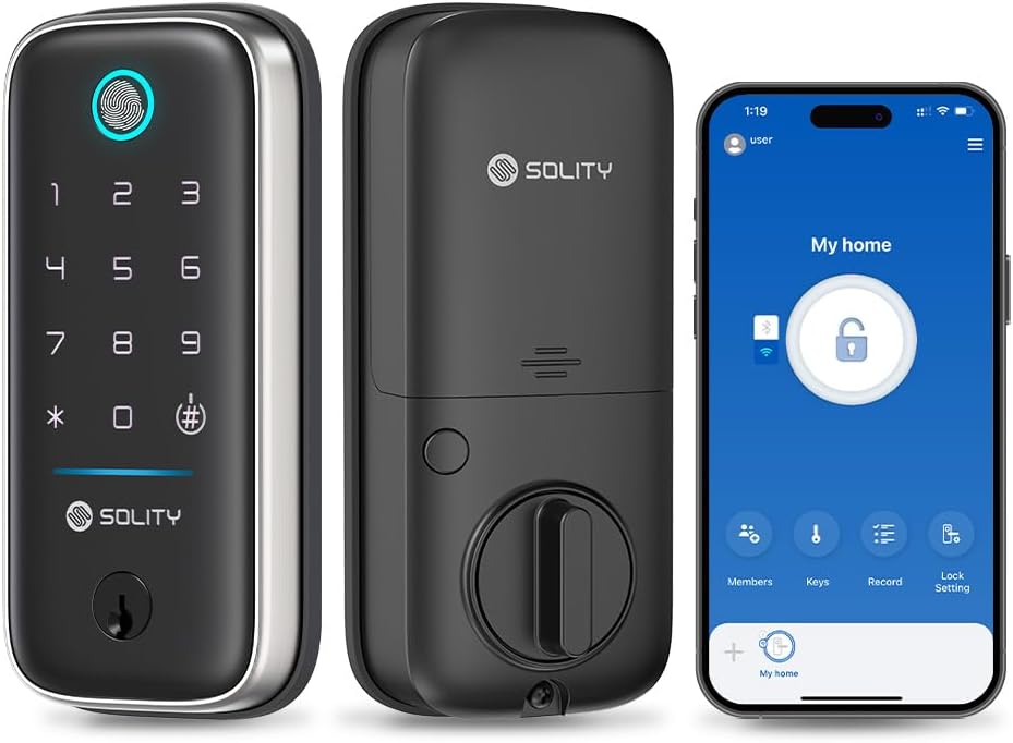 GT5BK Smart Lock 4-in-1 Keyless Entry with Fingerprint & App