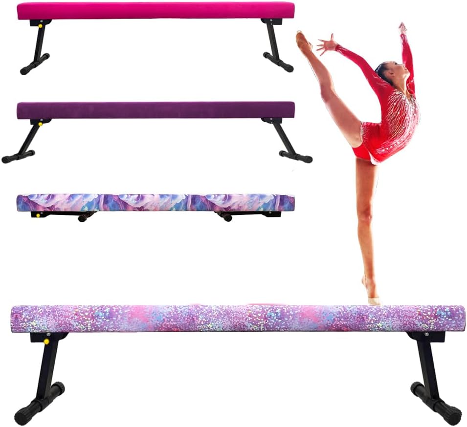 8FT Adjustable Foldable Gymnastics Balance Beam for Kids Training