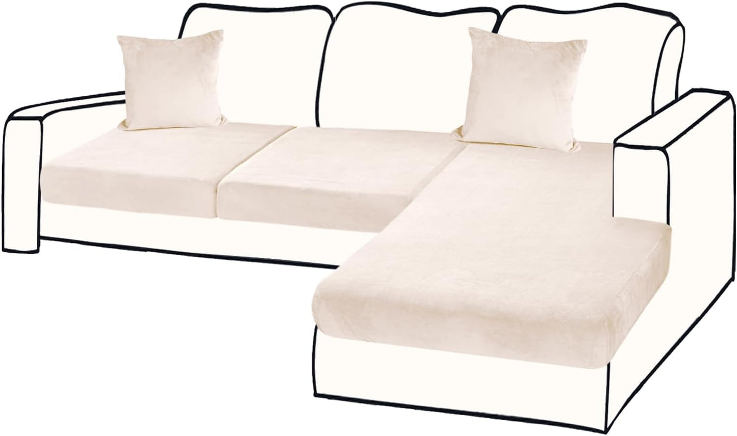 Stretch Sofa Slipcover for 3-Piece L Shape Couch - Beige