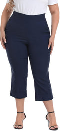 HDE Plus Size Pull On Capris for Women - Flattering Tummy Control can