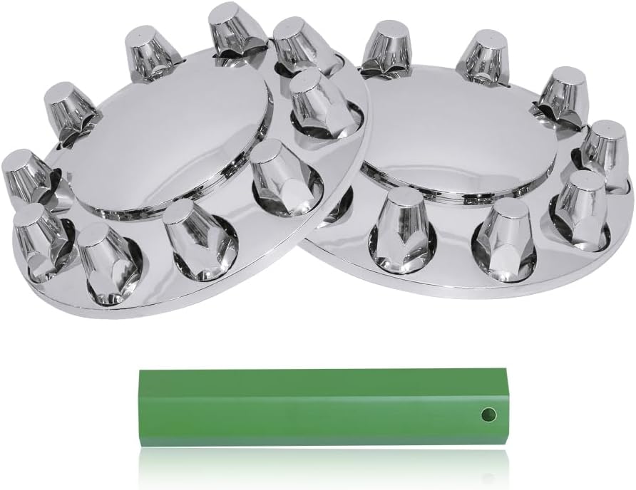 Chrome ABS Plastic Front Hub Caps for Semi Trucks - 1 Pair