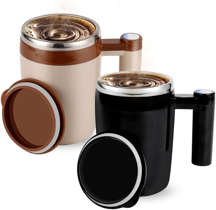 Rechargeable Self-Stirring Coffee Mugs x2 - Lover's Dream!