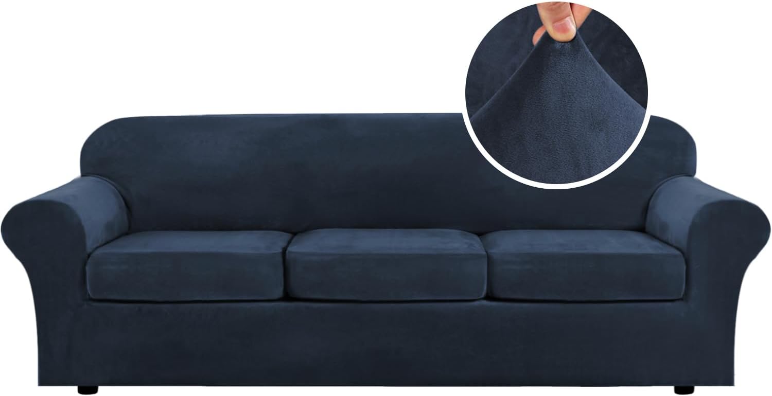 H.VERSAILTEX Velvet 4 Piece High Stretch Sofa Slipcover XL