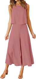 ROYLAMP Women 2 Piece Summer Outfit - Lightweight Crop Top & Wide Leg
