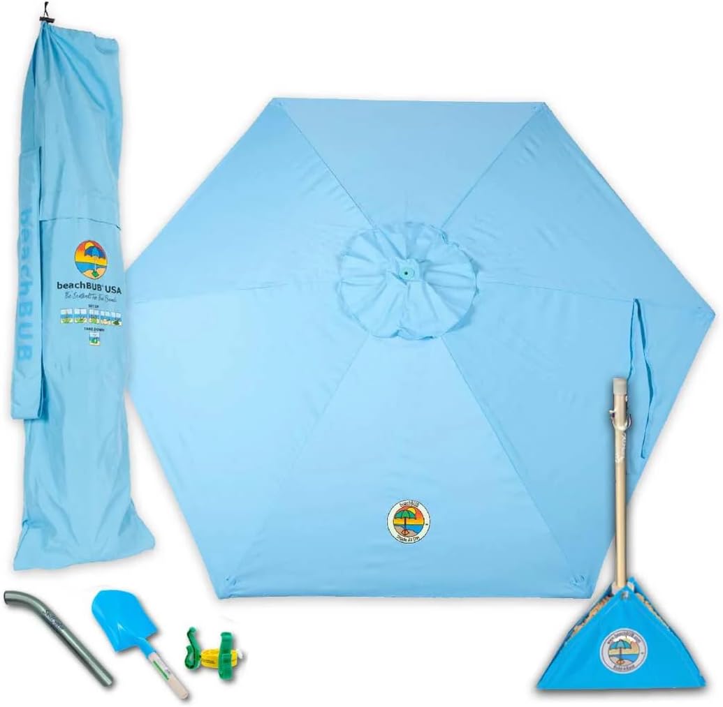 All-In-One Beach Umbrella System with Ultra Base for Safety