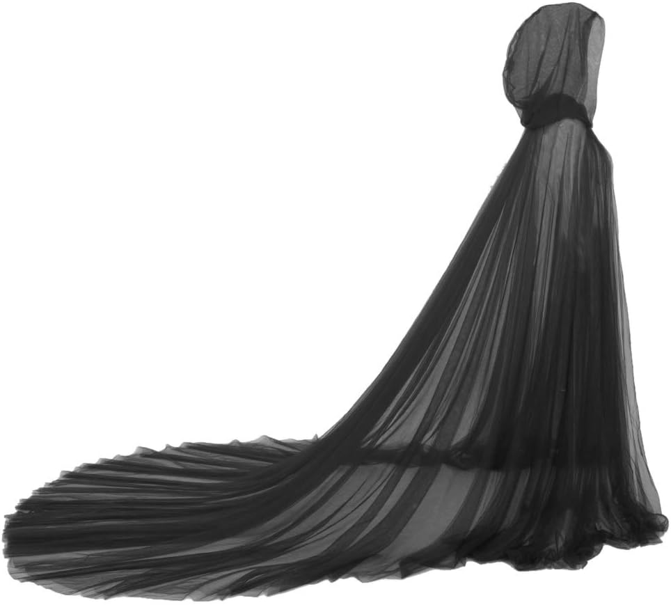 Women Wedding Tulle Cape Hooded Elf Cloak with Long Train