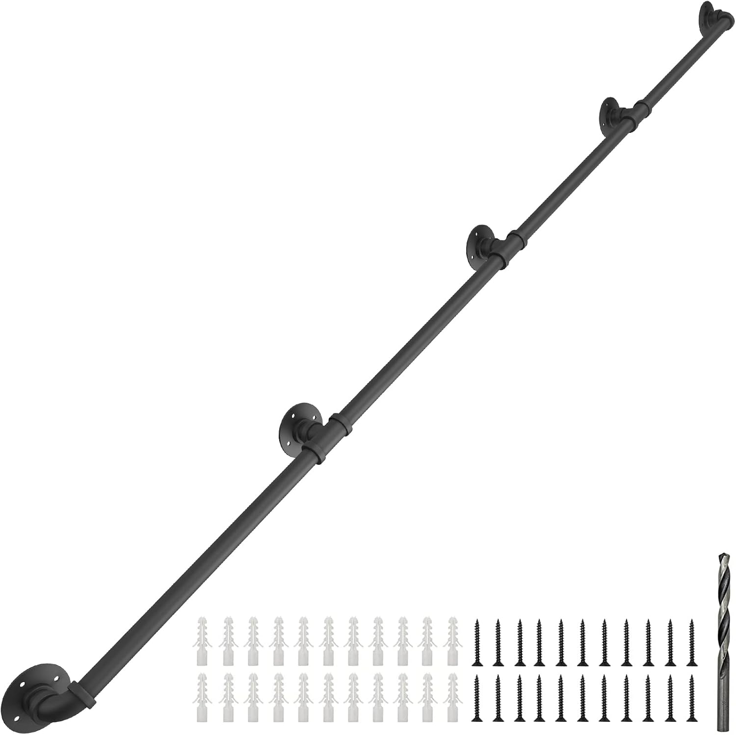 Wall Handrail 13FT Galvanized Pipe for Indoor Stairs Safety