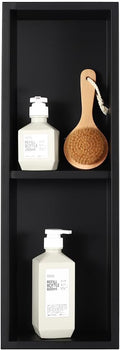 Narrow Shower Niche for Tiny Bathroom Storage - Recessed Black 24 x 8