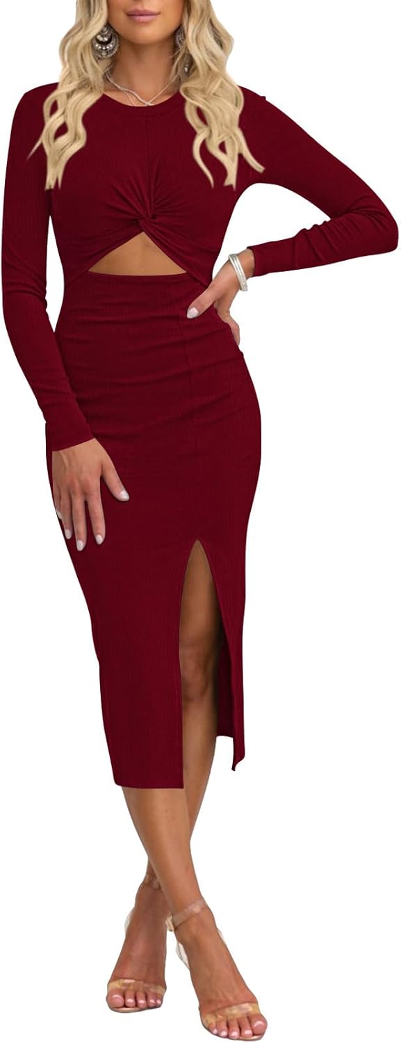 Pink Queen Women's Crew Neck Long Sleeve Midi Dress Review