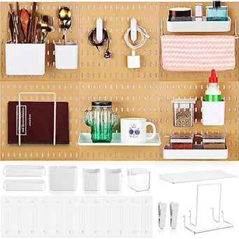 17 Pcs Pegboard Combination Kit for Efficient Wall Storage