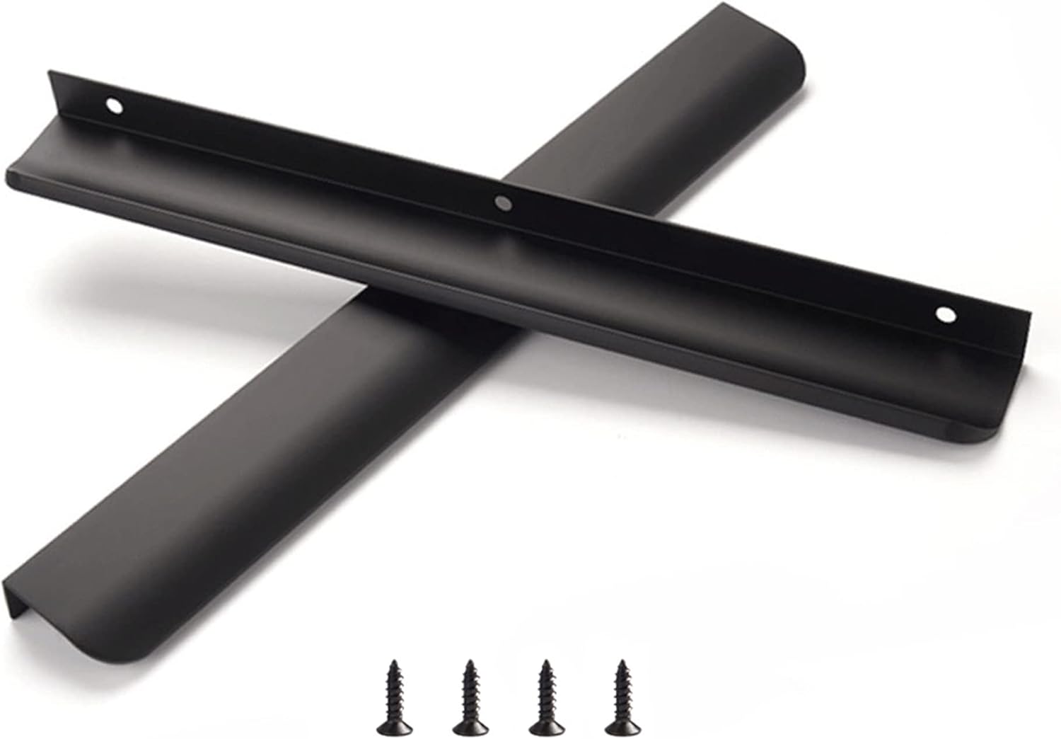 Edge Black Finger Pulls for Cabinets - Modern Concealed Drawer Handles