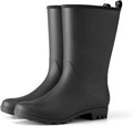 Wide Calf Women Rubber Rain Boots Matte Surface - Mid Calf Waterproof