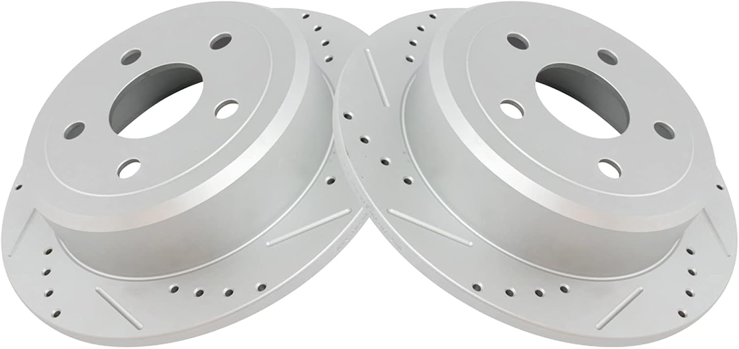 TRQ Rear Performance Brake Rotors Set for Jeep Wrangler 2007-2018