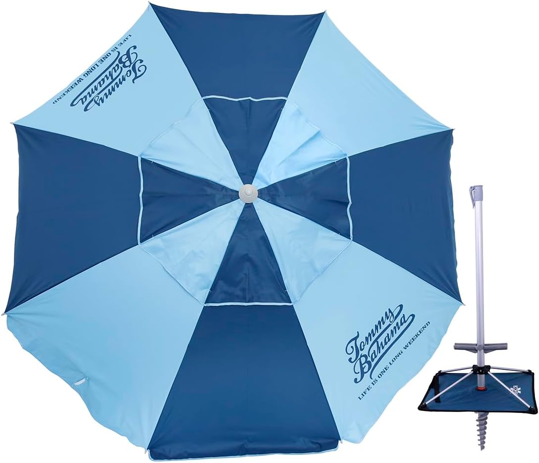 Tommy Bahama 7 ft Fiberglass Beach Umbrella with Anchor