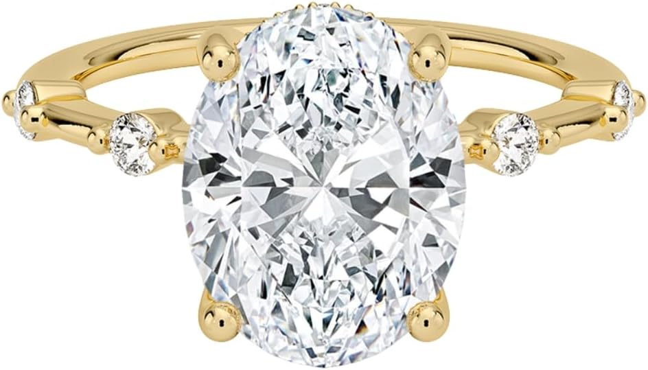 Moissanite Ring 3 Ct Hidden Halo Solitaire Engagement Ring