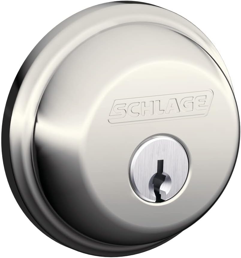 SCHLAGE Single Cylinder Deadbolt in Polished Nickel Finish
