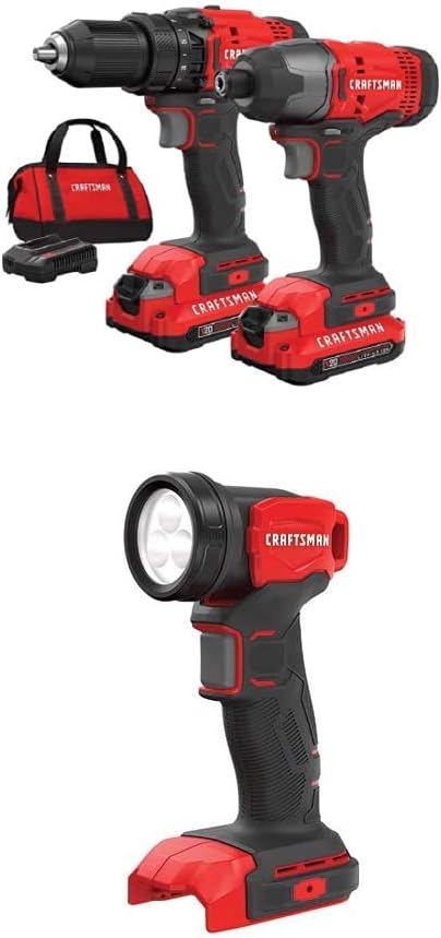 Powerful CRAFTSMAN Cordless Drill Combo Kit with LED Work Light