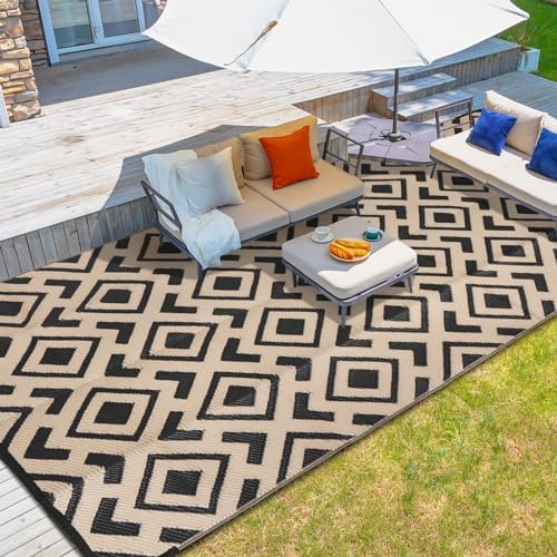wikiwiki Outdoor Rug 9x18ft Waterproof Reversible Mat for All