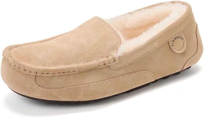Men's Melbourne Genuine Shearling Moccasin Slippers for Comfort