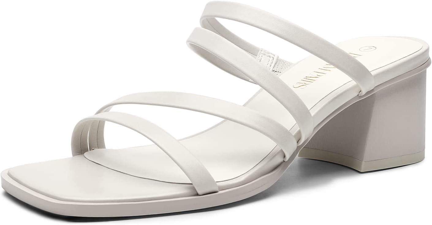 DREAM PAIRS Women's Strappy Heels Block Open Toe Mules Sandals