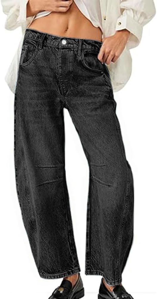 HUNGSON Women's Barrel Jeans: Stylish Wide Leg Baggy Denim Pants